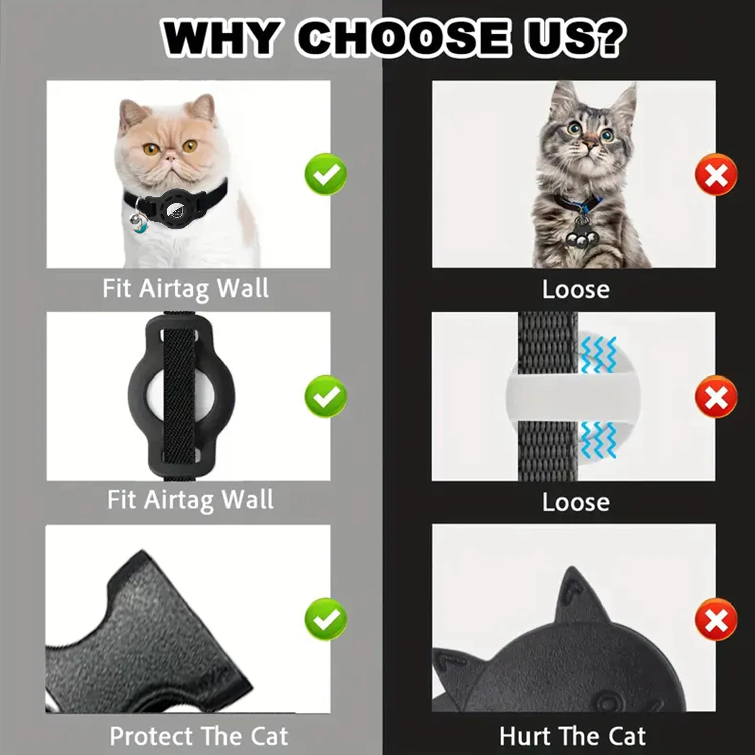 Fashion Airtag Cat Collar — Adjustable with Bell & Anti-Lost Tag Holder