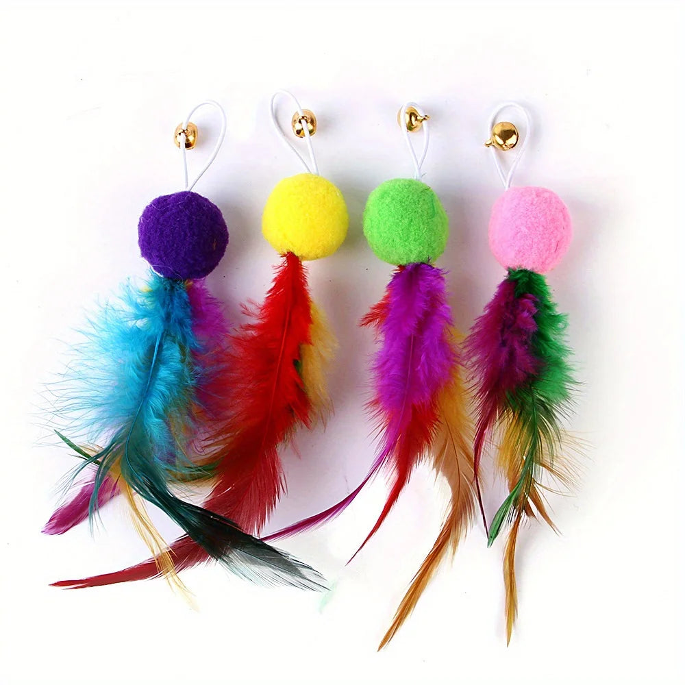12 Pack Interactive Cat Toy Set — Feather Wand Teaser for Kittens & Cats