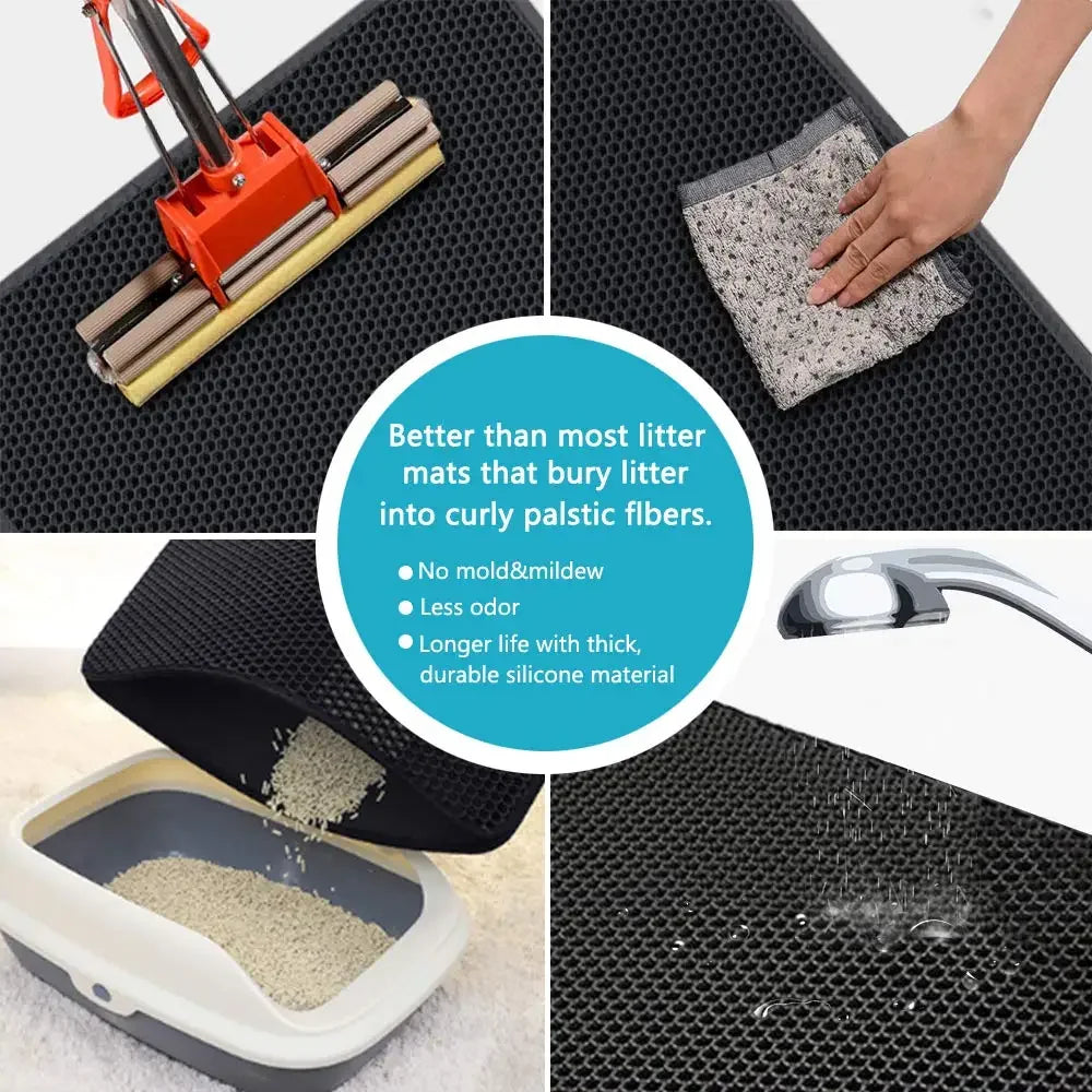 Double Layer Cat Litter Mat — Waterproof & Non-Slip for Litter Box