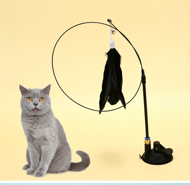 Interactive Cat Feather Wand Toy | Hands-Free Suction Cup