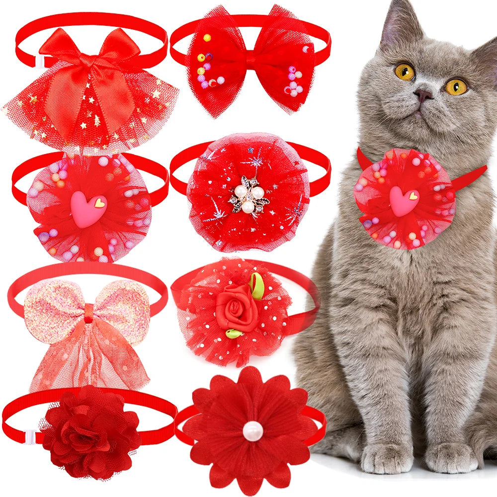 Cute Lace Bow Dog Collar — Adjustable Necktie for Small Dogs & Puppies