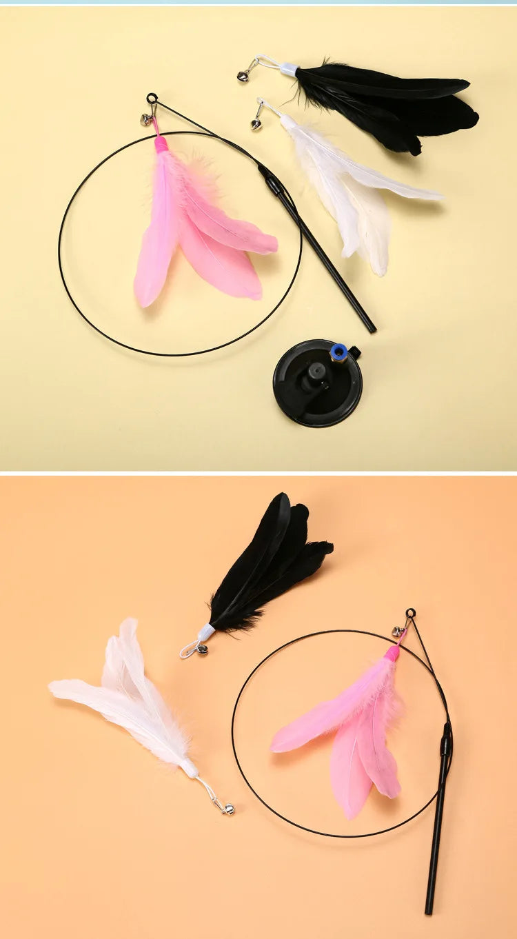 Interactive Cat Feather Wand Toy | Hands-Free Suction Cup