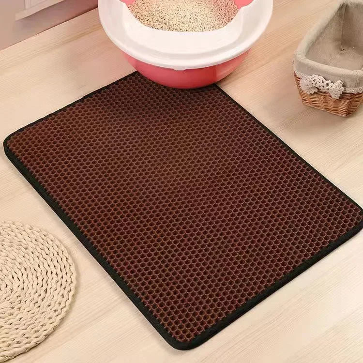 Double Layer Cat Litter Mat — Waterproof & Non-Slip for Litter Box