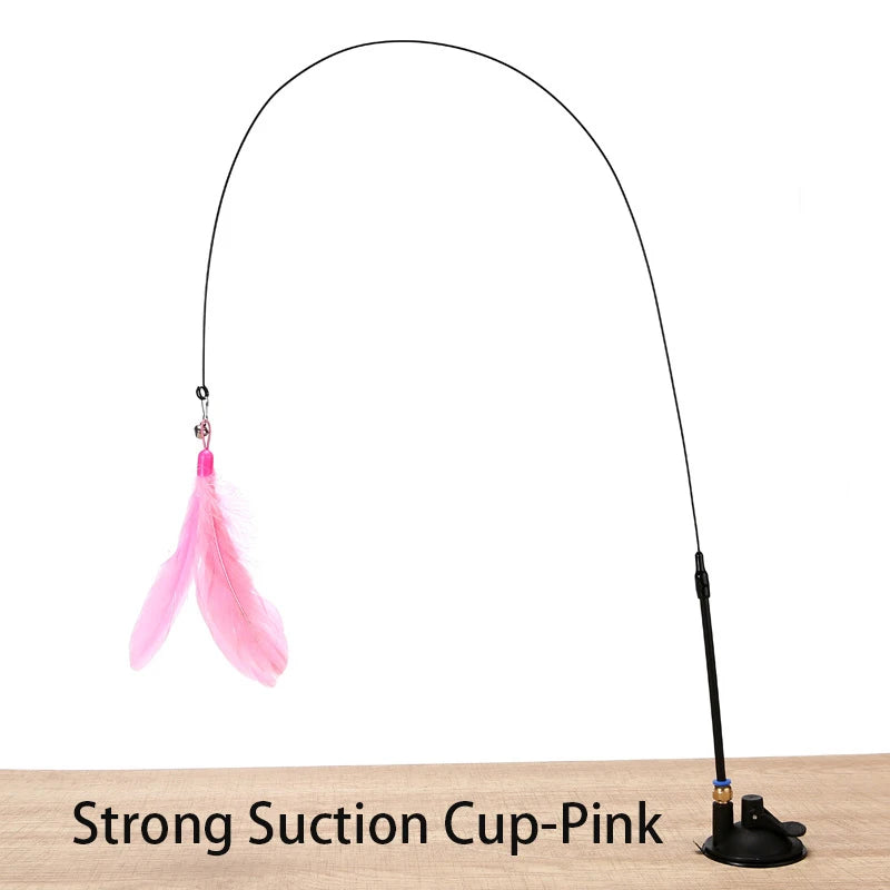 Interactive Cat Feather Wand Toy | Hands-Free Suction Cup