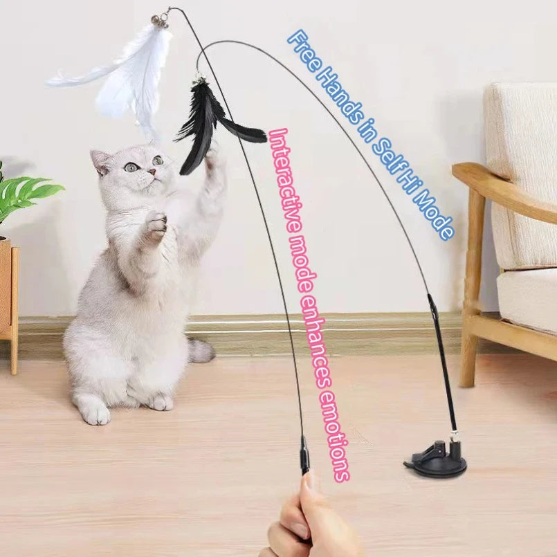Interactive Cat Feather Wand Toy | Hands-Free Suction Cup