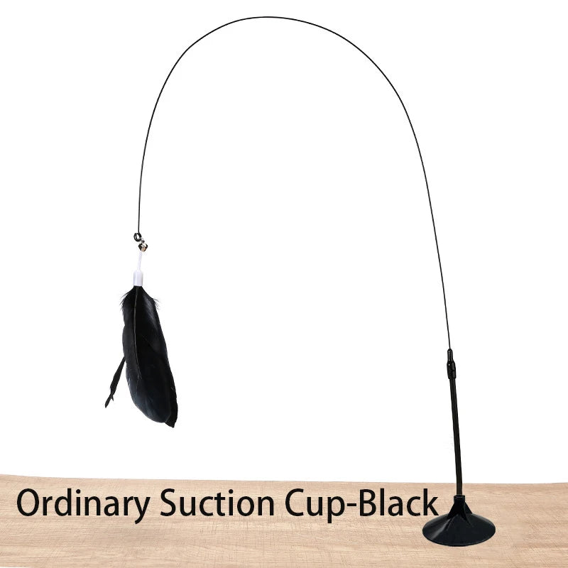 Interactive Cat Feather Wand Toy | Hands-Free Suction Cup