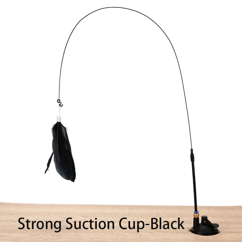 Interactive Cat Feather Wand Toy | Hands-Free Suction Cup