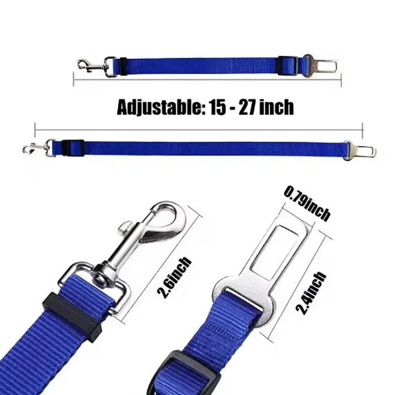 Dog Car Seat Belt Safety Harness — Adjustable Travel Restraint for Pets