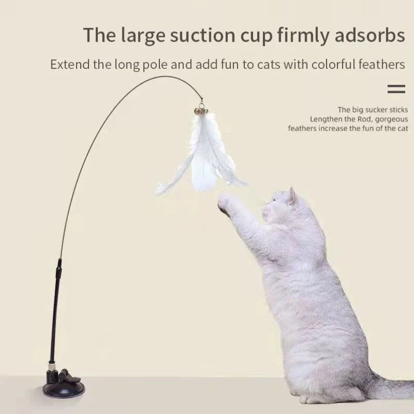 Interactive Cat Feather Wand Toy | Hands-Free Suction Cup