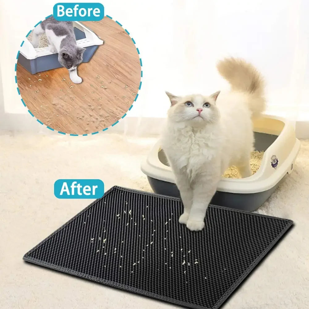 Double Layer Cat Litter Mat — Waterproof & Non-Slip for Litter Box