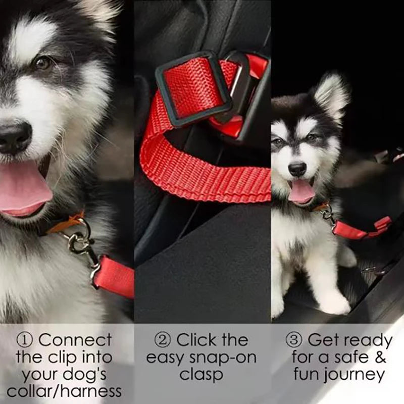 Dog Car Seat Belt Safety Harness — Adjustable Travel Restraint for Pets