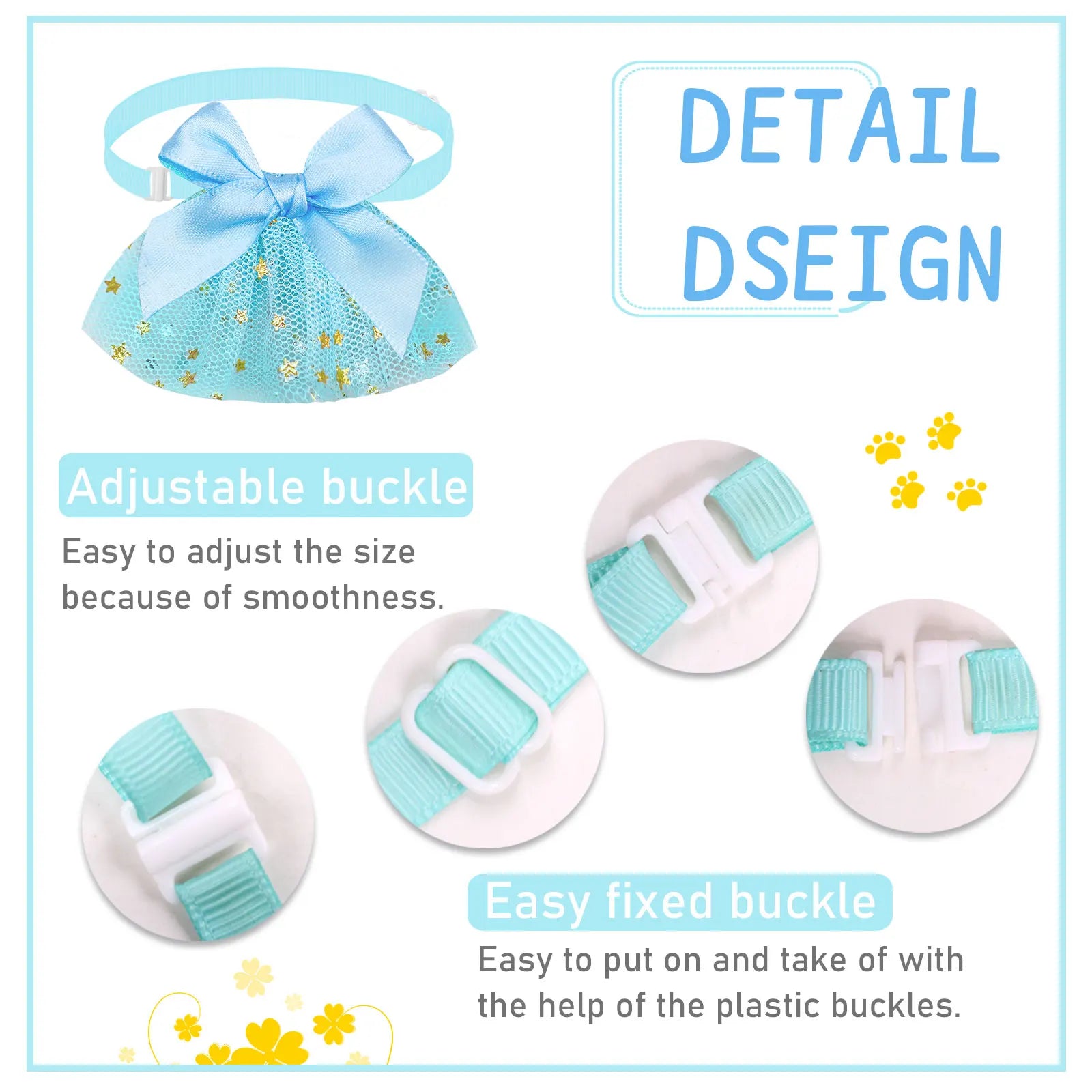 Cute Lace Bow Dog Collar — Adjustable Necktie for Small Dogs & Puppies