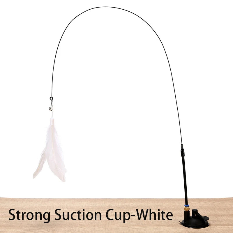 Interactive Cat Feather Wand Toy | Hands-Free Suction Cup