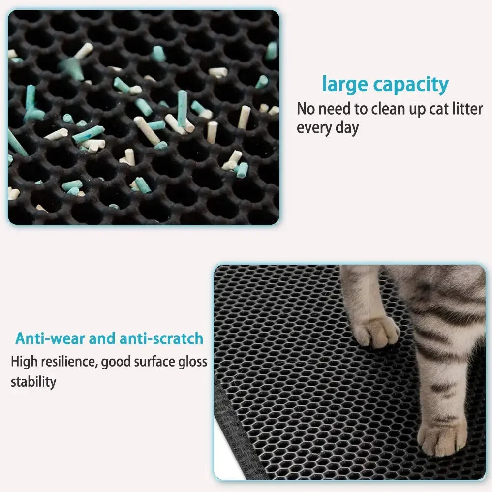 Double Layer Cat Litter Mat — Waterproof & Non-Slip for Litter Box