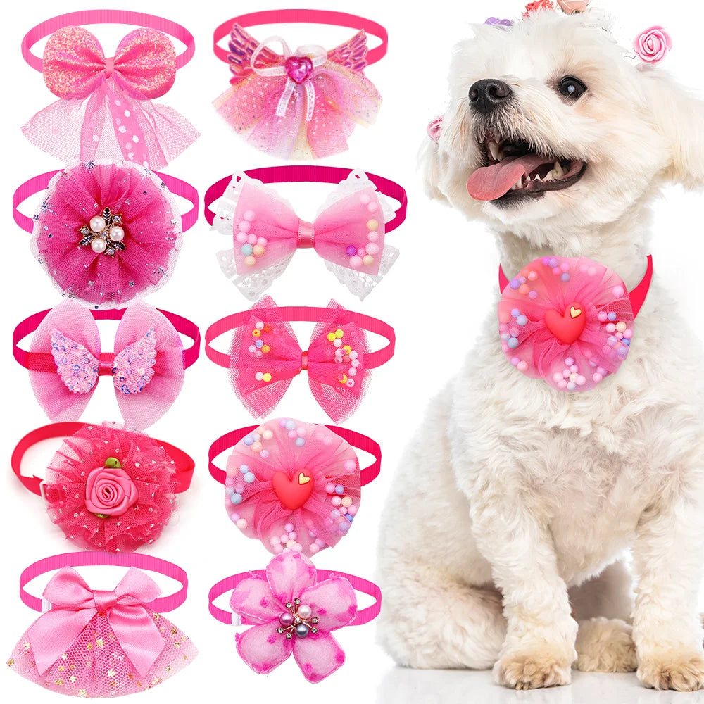 Cute Lace Bow Dog Collar — Adjustable Necktie for Small Dogs & Puppies
