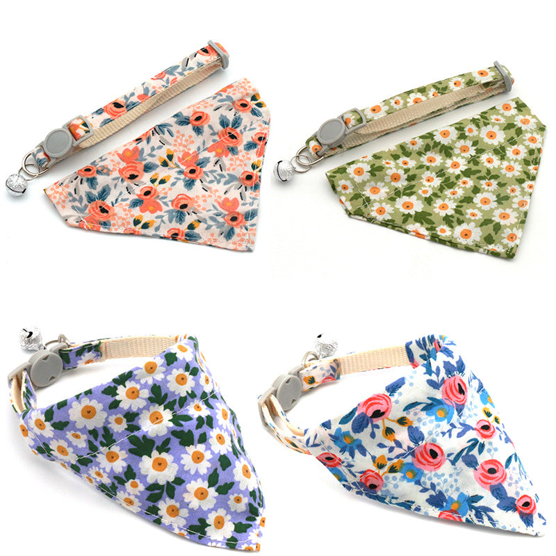 Floral Dog Bandana | Adjustable Neck Scarf for Dogs & Cats
