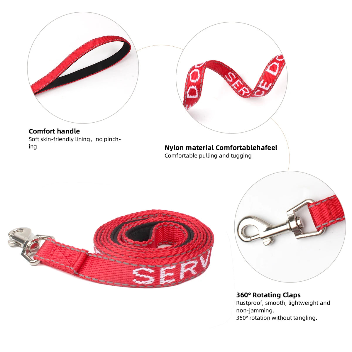 Red Dog Leash for Small & Medium Dogs — Outdoor Walking & Running