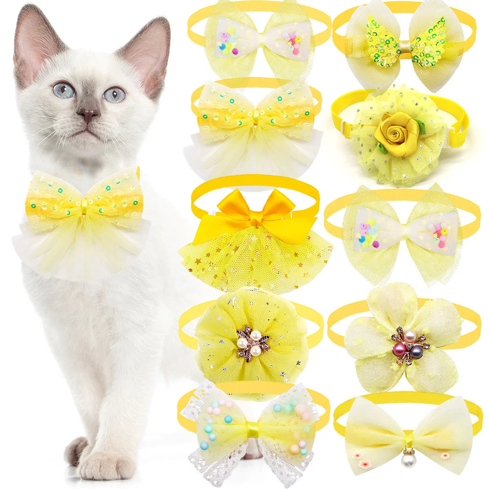 Cute Lace Bow Dog Collar — Adjustable Necktie for Small Dogs & Puppies