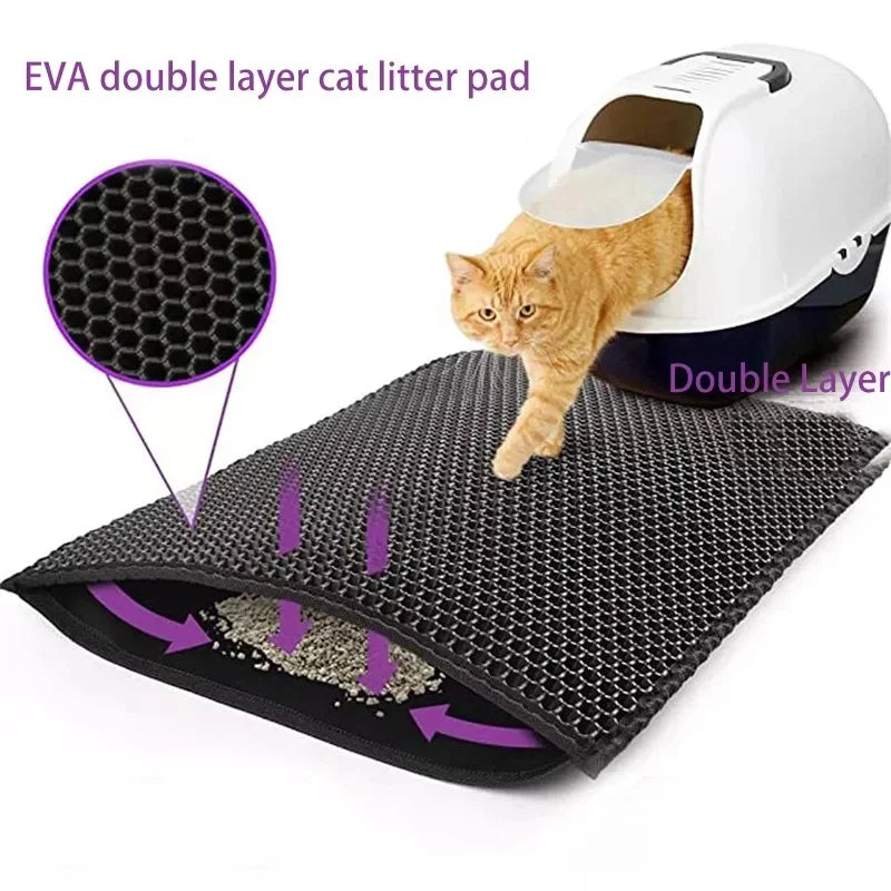 Double Layer Cat Litter Mat — Waterproof & Non-Slip for Litter Box