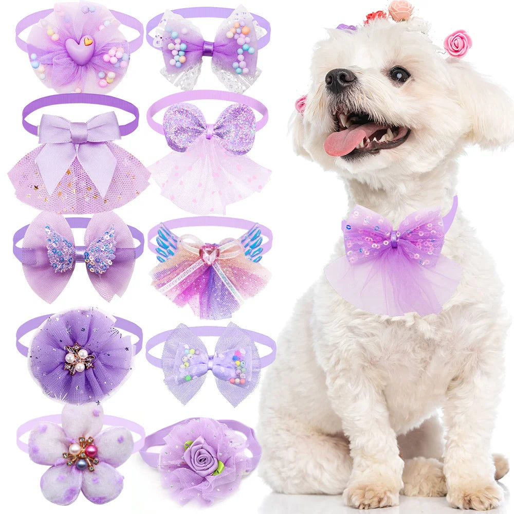 Cute Lace Bow Dog Collar — Adjustable Necktie for Small Dogs & Puppies