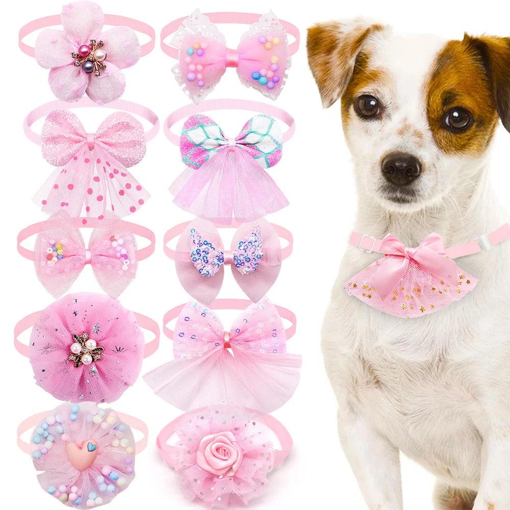 Cute Lace Bow Dog Collar — Adjustable Necktie for Small Dogs & Puppies