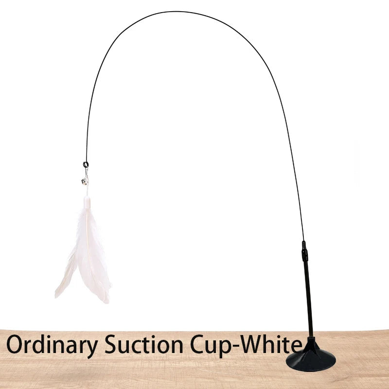 Interactive Cat Feather Wand Toy | Hands-Free Suction Cup